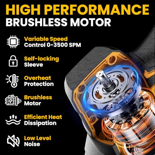 Cordless Reciprocating Saw for Dewalt Battery, 3 Variable Speed 0-3500 Brushless Motor, Tool-free Blade Change, 4 Saw Blade Potable Recipro kit for Wood/Metal/PVC Cuts - Tool Only