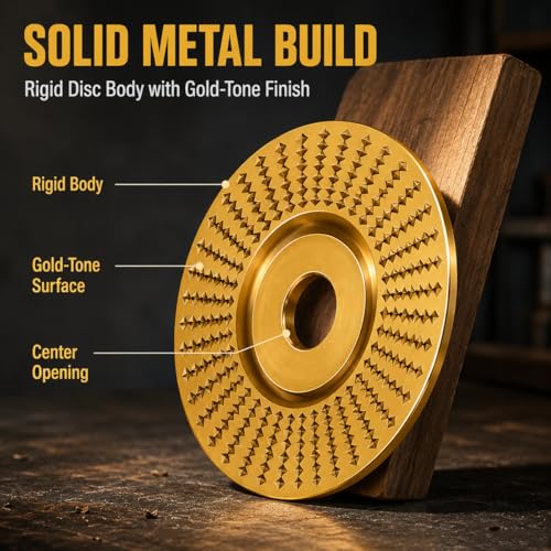 3PCS Angle Grinder Polishing Pad, Wood Grinding Disc Set for Angle Grinder, Tungsten Carbide Grinding Wheel Wood Carving for Cutting, Wood Sanding Polishing and Surface Finishing (Mix,Gold)