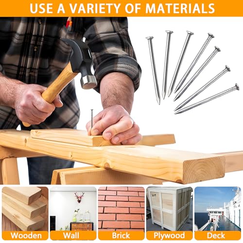 85pcs Hardware Nails Assortment Kit, Stainless Steel 304 Nails Kit, Wall Nails Kit, 3inch Picture Hanging Nails, Wood Nails, Finishing Nails - size: 3inch Kit