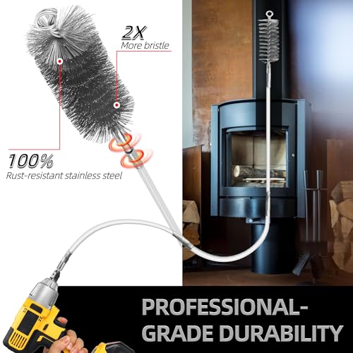 Drill-Powered Chimney Brush & Pipe Cleaning Brush Kit