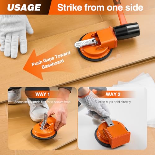 Saker Floor Gap Fixer Tool with Mallet,Laminate Floor Gap Repair Tool,Suction Cup Lifter,Floor Gap Repair Kit,for Floating Wood Floors and Moving Glasses with Sticky Pads and Gloves