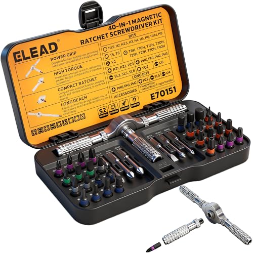 40 in 1 Magnetic Ratchet Screwdriver Set, Multi Bit Magnetic Ratcheting Screwdriver Set with Detachable Ratchet Handle, Repair Tool Kit for Computer Bicycle Furniture DIY - size: 40-Piece