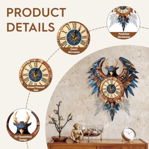3D Wooden Puzzles for Adults-Thunderbird Clock Puzzle-Adult Crafts - color: Thunderbird Clock