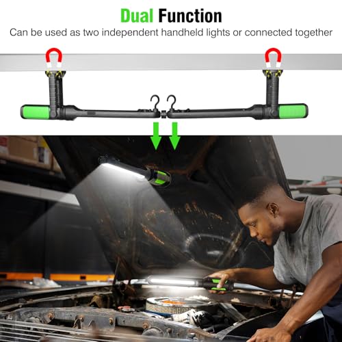 SYLSTAR Work Light for Mechanic, 2400LM LED, 4400mAh Rechargeable, Magnetic, Underhood Work Light with Hooks for Car Repairing/Inspection/Garage/Workshop/Emergency - color: Green
