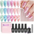 Beetles Cat Eye Gel Nail Polish Set, 6 Colors Fairy Garden Gel Polish Kit - color: A - Glass Cat Eye | Fairy Garden