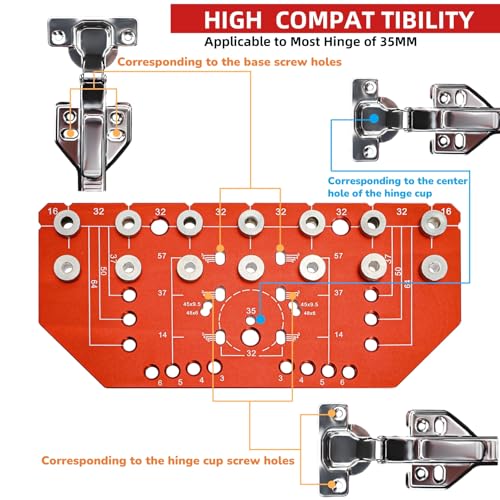 7 Holes Shelf Pin Jig and Hinge Jig, 1/4 Inch and 5mm