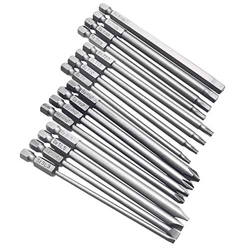 Yakamoz 16Pcs Long Magnetic Screwdriver Bit Set, 1/4" Hex Screw Driver Bits