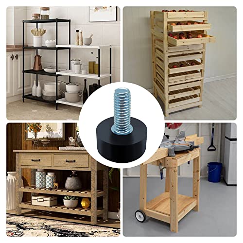 8pcs M8 Adjustable Rubber Furniture Levelers Screw in Threaded Furniture Legs Leveling Feet -Adjustable Furniture Feet –Iron Chair Leg Levelers -Floor Protector Heavy Duty Leveling Feet Glides