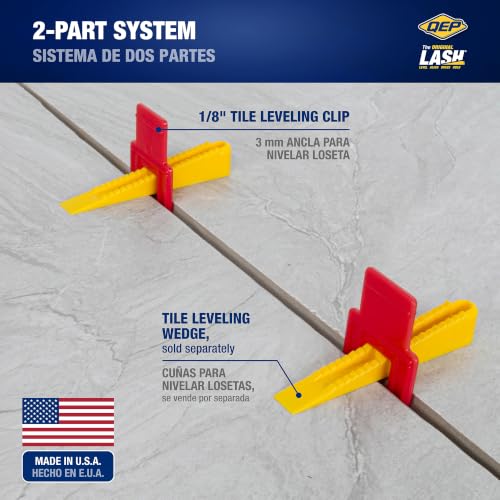 QEP LASH Tile Leveling System, Part A, Clips for 1/8" Grout (300 Pack) - style: 1/8"FLAT LASH CLIP 300PK/4CS