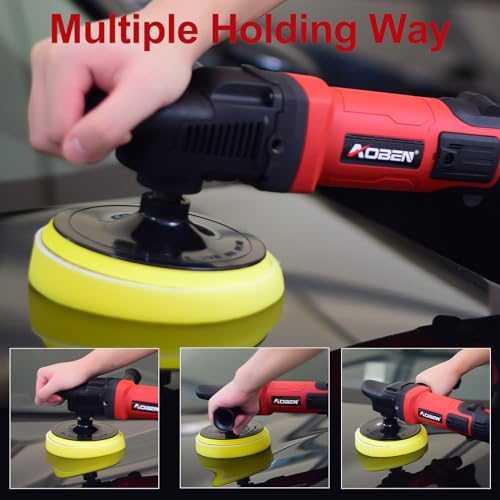 AOBEN 6/7 inch Buffer Polisher,Rotary Car Buffer,1600W Car Polisher Waxer Kit with 6 Variable Speed 1000-3500RPM & 4 Polishing Pads,Detachable Handle for Car Polishing and Waxing - size: AT3501-C1