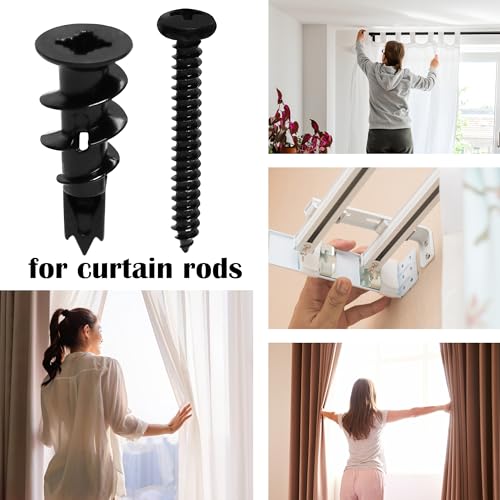 50Pc #8 Black Self Drilling Metal Drywall Anchors Heavy Duty and Screws kit
