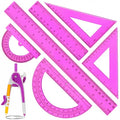 Zonon 7 Pcs Geometry Math Set with Compass Protractor Rulers, Purple - color: Purple