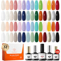 modelones Gel Nail Polish Set Nude Glitter 32PCS 28Colors Pink Blue Green - color: A2-Mild Palette