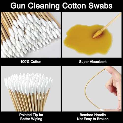 Egaageoi Gun Cleaning Patches and Pointed Swabs with Storage Box - Lint-Free Gun Cleaning Supplies for Shooting Practice, Range Match, Hunting Prep - Compatible with .22 to .45 Cal, 9mm, .30 Caliber - style: 900 Patches + 200 Swabs