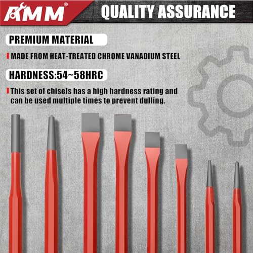 AMM 28-Piece Punch and Chisel Set, Heavy Duty Cr-V for Metal - size: 28PC