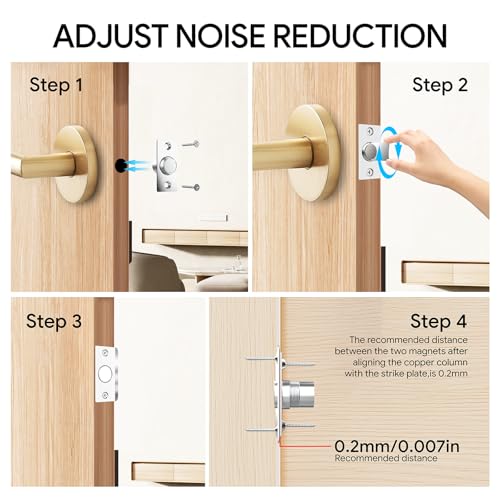 Mousike Door Ball Catch Hardware, Adjustable Hidden Magnetic Ball Catch, Stainless Steel Strike Plate with Strong Suction, Closet Ball Latch Replacement for Top of Door (2 Pack, Silver) - color: Silver, size: 2 Pcak - Magnetic
