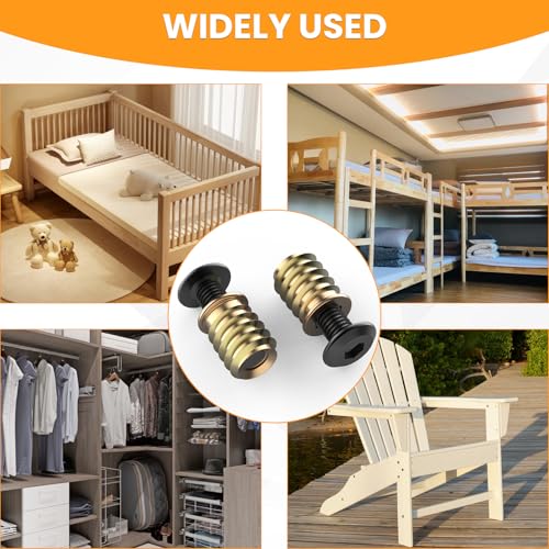 50 Sets 1/4-20 x 19/32" Threaded Insert and Bolt for Wood - size: 1/4-20 x 19/32", 50 Sets