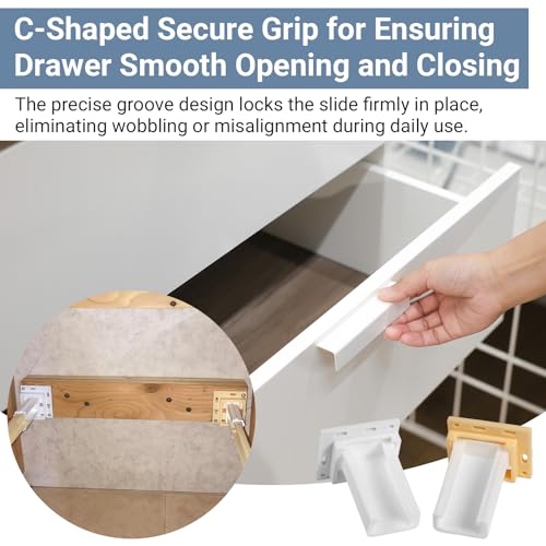 2 Pack Drawer Slide Socket Set for 1" Drawer Slides, Heavy-Duty Plastic | C-Shaped Adjustable H305 Drawer Rail Bracket with Screws Adjustable Base,Drawer Socket for RV Drawers Cabinet & Furniture