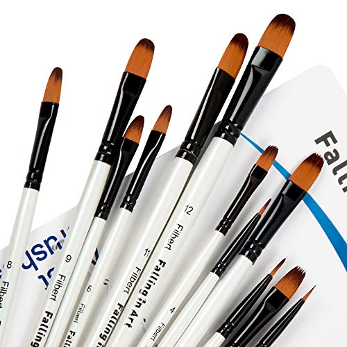 Falling in Art 12 PCS Professional Filbert Paint Brushes Set - size: 12 Pcs Filbert Nylon