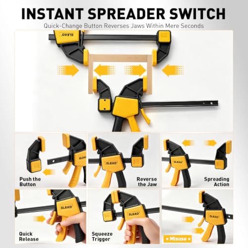 6-Pack Wood Clamps for Woodworking, 4-Piece 12" Bar Clamps with 2-Piece Clamp Connectors, Quick-Release Wood Clamps with 150 LBS Load Limit, Trigger Clamp Set for Woodworking DIY Projects - style: 4-Piece 12" 150lbs with clamp connector