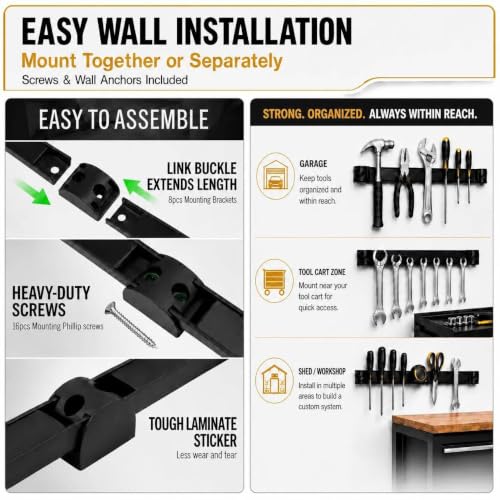 12" Magnetic Tool Holder, 4 Pack PVC-Coated Heavy Duty for Garage - style: 12IN-4 PACK