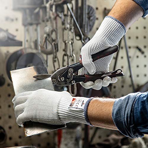NoCry Superior Heavy Duty Cut Resistant Work Gloves with Grip Dots, Level 5
