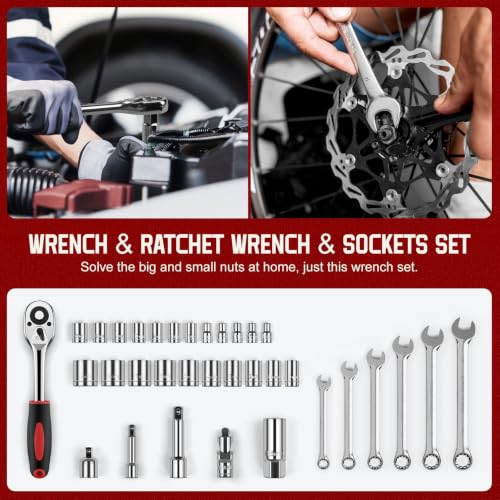 Sundpey 379 Pcs Portable Complete Home and Auto Tool Kit with Drawer Red - color: Red