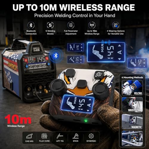 ANDELI 4-in-1 MIG Welder with 2.4GHz Wireless Remote 145A，110V/220V - color: Blue2
