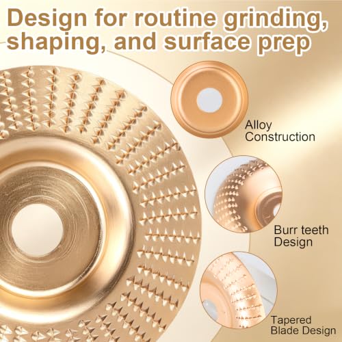 3Pcs Wood Carving Disc Set Woodworking Disc for 4" Angle Grinder Flat+Inclined+Curved Surface for Woodworkers Wood Accuracy Cutting Shaping and Sanding