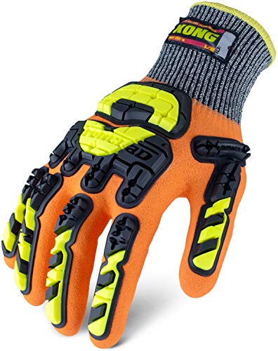 Ironclad KONG Cut Resistant Chemical Impact Glove; TRP Impact Protection, Nitrile Coating, A6 Cut Resistant, Sized S, M, L, XL, XXL, XXXL, KCHA5-05-XL, Orange, X-Large (Pack of 1) - size: X-Large (Pack of 1)