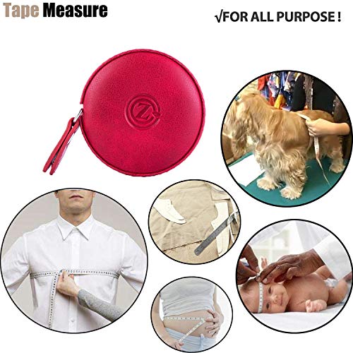 Sewing Tape Measure, Medical Body Cloth Tailor Craft Dieting Measuring Tape, 60 Inch/1.5 M Dual Sided Retractable Ruler with Push Button Round(1 Pack, Red) - color: Red 1 pack