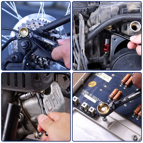 WORKPRO 1/4" Mini Ratchet Wrench Set with Magnetic Bit Holder, Double Head
