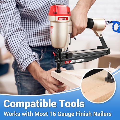 meite 16 Gauge Finish Nails 2 Inch Galvanized Straight T-Nails 500PCS - size: 2 Inch