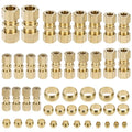 QWORK 46pcs Brass Compression Tube Fittings, 1/8" 3/16" 1/4" 5/16" 3/8" 1/2" OD Straight Union Coupling Assortment Kit for Truck Airlines