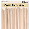Wooden Dowel Rods, 100PCS 1/4 x 6 Inch Round Wooden Sticks for Arts Crafts, Home Decor, Cake Support, Photo Booth Props, Unfinished Natural Hardwood Sticks - size: 1/4 x 6 Inch (100PCS)