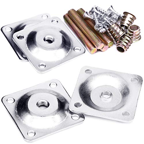 Anwenk Leg Mounting Plates, Furniture Leg Attachment Plates Industrial Strength T-Plate 5/16" (M8) Sofa Legs with Hanger Bolts,Screws,Strengthen Weak Furniture Repair Damaged Sofa Couch Seat,Set of 4 - color: M8 Leg Mounting Plates