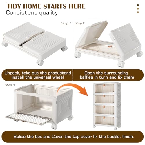 YFXCVSL 4 Tier Plastic Storage Bins with Lid 36QT, Stackable Storage Bins - size: 4-Tier 36QT