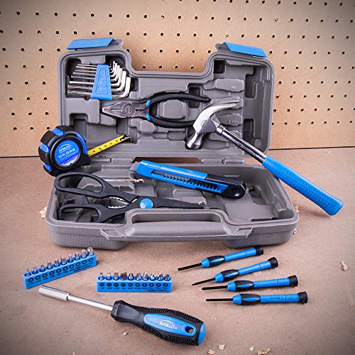 Apollo Tools 39 Piece General Household Tool Set, Blue DT9706 BL - color: Blue, size: 39-Piece (with Slip Joint Pliers + Scissors)