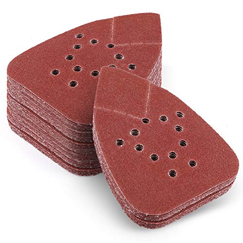 80 Grit Sanding Pads for Black and Decker Mouse Sanders, 50PCS Hook and Loop Sandpaper Sheets - LotFancy 12 Holes Detail Palm Sander Sand Paper - size: 80 Grit