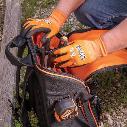 KLEIN TOOLS 60582 Work Gloves, Knit Dipped Cut Resistant ANSI A1 Nitrile Coated Gloves, Nylon-Spandex, Touchscreen Capable, X-Large, 2-Pair - size: X-Large, style: 2-pair Pack