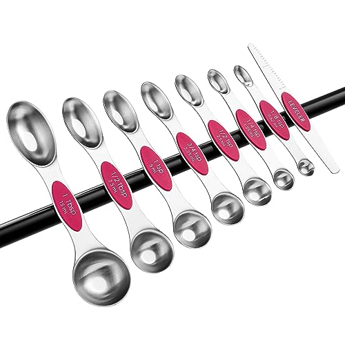 Spring Chef Dual Sided Magnetic Measuring Spoons Set of 8 for Kitchen, Pink - color: Pink, size: 1-Pack