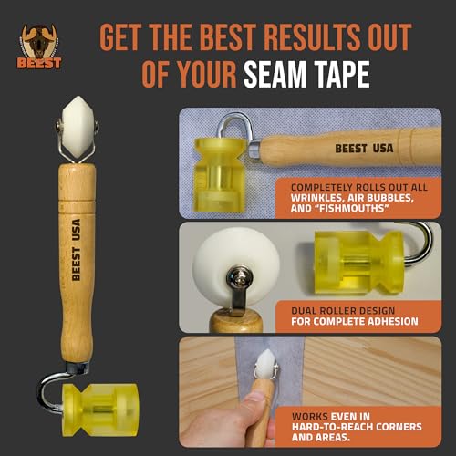 BEEST Seam Roller - Sound Deadening Roller for Automotive Cars, RV Roofs, Metal, Fiberglass, EPDM, TPO Rubber - Dual Design Seam Rolling & Sound Deadening Tool with 2" Flat & Edge Rolling Application