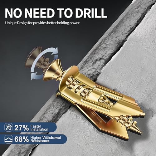 SOPAMI 100PCS Drywall Self Drilling Anchor Screws Kit,Heavy Duty Metal Wall | Metal Sheetrock Anchors and Zinc Screws for 3/8,1/2,5/8,Sheetrock Anchors 0.47x1.18inch,No Drill Dry Wall Anchors Screws Kit