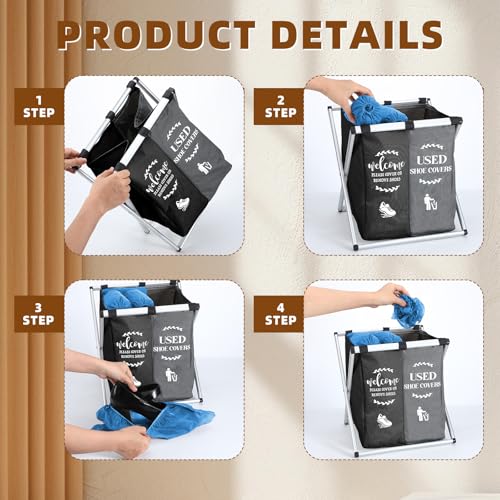 Wonderjune Foldable Disposable Shoe Cover Box Dispenser, Black, Gray - color: Black, Gray