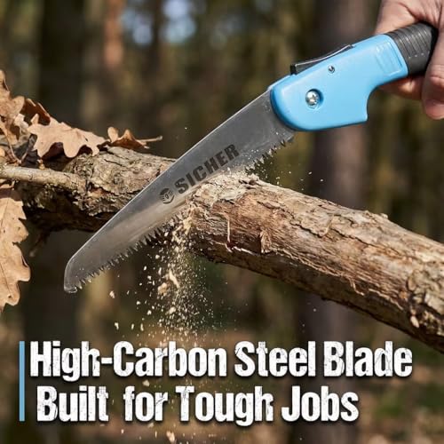 SICHER 6 Inch Folding Pruning Saw – High Carbon Steel Blade with Secure Lock, Anti-Slip Handle for Comfortable Grip, Portable Hand Saw for Garden, Tree Trimming, Camping & Outdoor Use