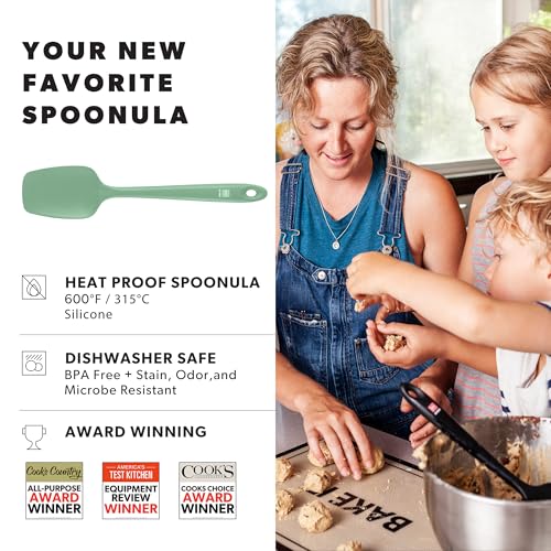 DI ORO Silicone Spoonula - Spoon Spatula, 600F Heat Resistant, Sage - color: Sage