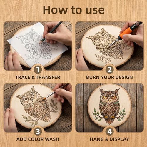 Zeadylaris Wood Burning Kit for Beginner- 156Pcs All-in-One Wood Burning Tool Pen Adjustable Temperature Wood Burner Kit Crafts Gifts for Adults & Teens DIY Paintings Dog Name Doorplate Decorations