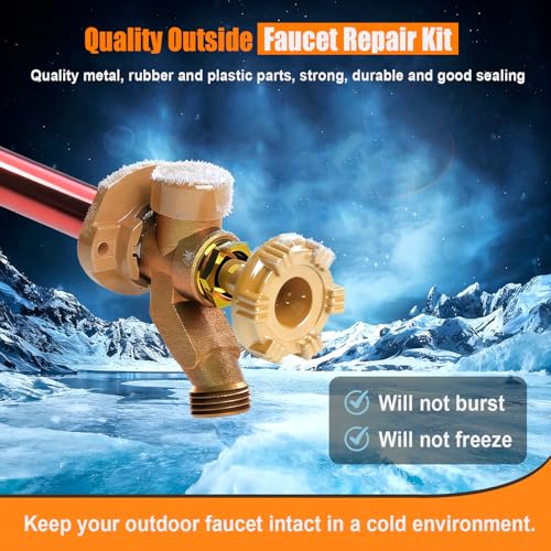 RK-17MH Outdoor Faucet Repair Kit for Woodford Model 17 Outside Faucets Parts Include Wheel Metal Handle Screws Packing Nut Washer Valve Seat Rubber and Vacuum Breaker Float Kits, 12PCS Set - style: RK-17MH