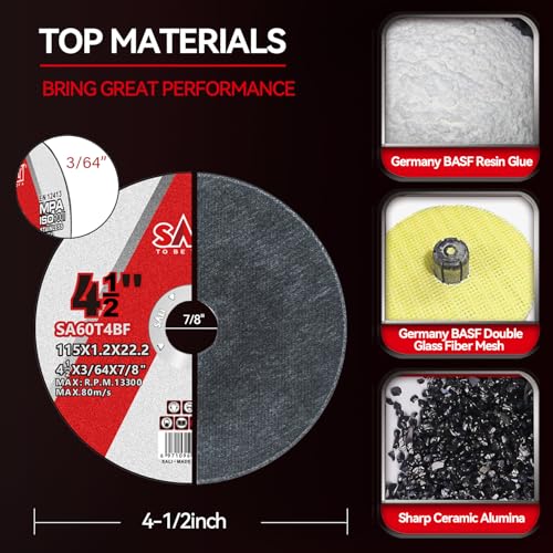 100 Pack 4-1/2 Inch Cut Off Wheels, Thin Cutting Discs .045" x 7/8" with Aluminum Oxide Grit, Aggressive Cutting for Metal & Stainless Steel, Compatible with Angle Grinders (100)