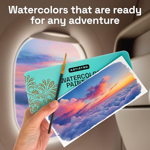 ARTISTRO Vivid Watercolor Paint Set with Palette & Brush Pens